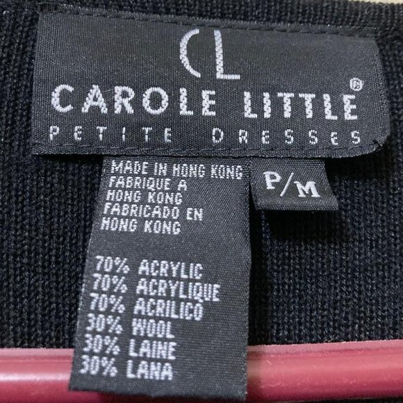 Vintage Carole Little Black Knit Button Front Sweater Maxi Dress Petite Medium - Picture 5 of 5